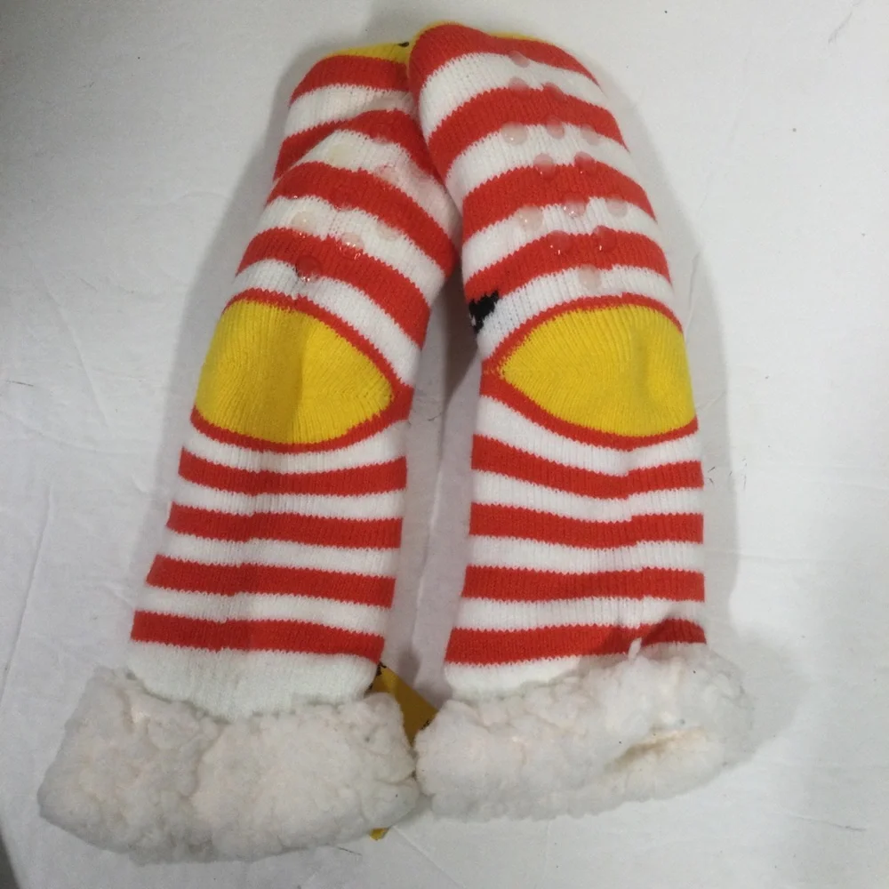 Peanuts Snoopy Sherpa Lined Non Slip Socks Striped Red&White Cartoon Design kids